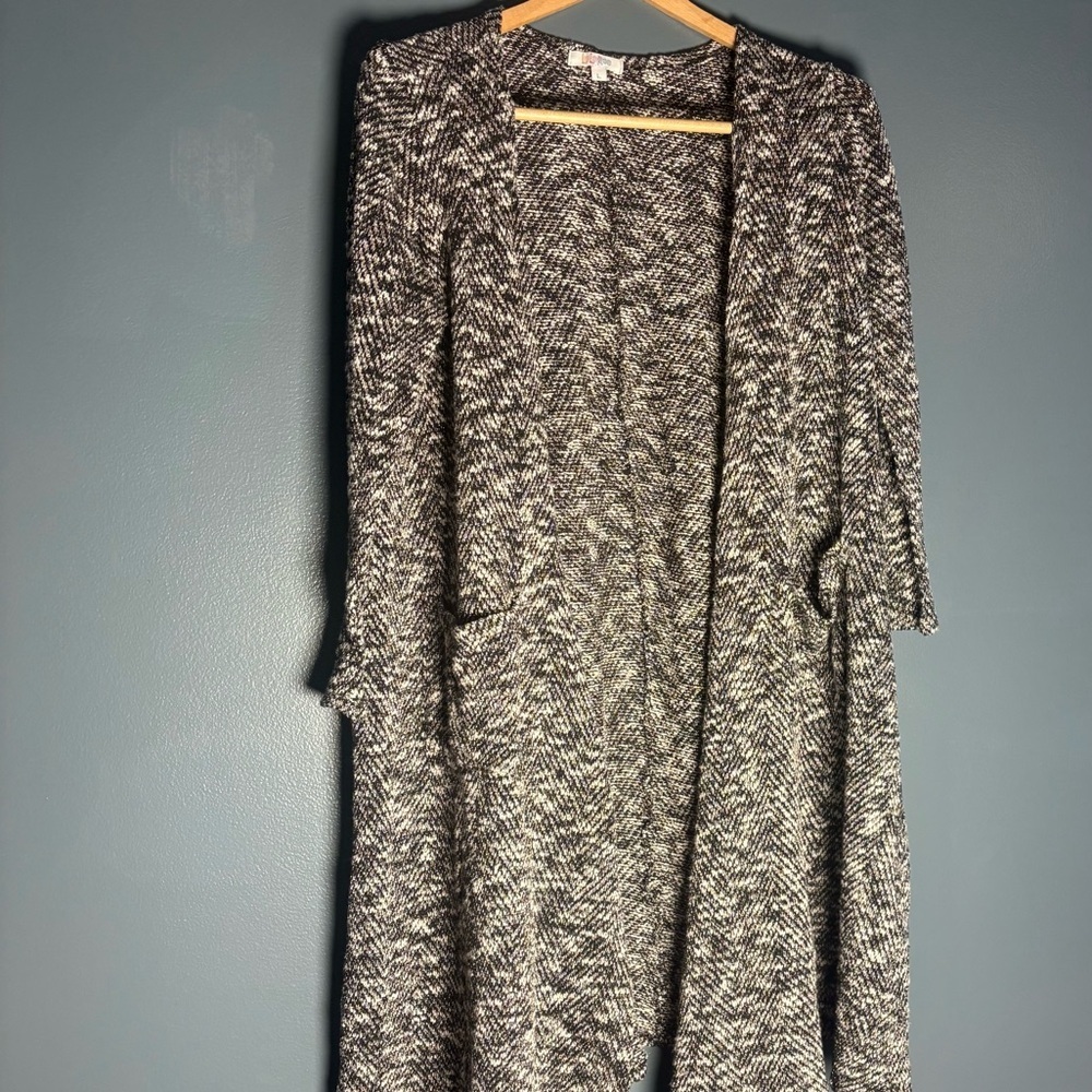 LuLaRoe Black and gray marled knit open-front cardigan